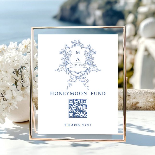 Victorian Ornate Dusty Blue Honeymoon Fund Poster (Skapare uppladdad)