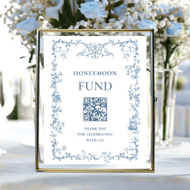 Victorian Ornate Dusty Blue Honeymoon Fund Poster (Skapare uppladdad)