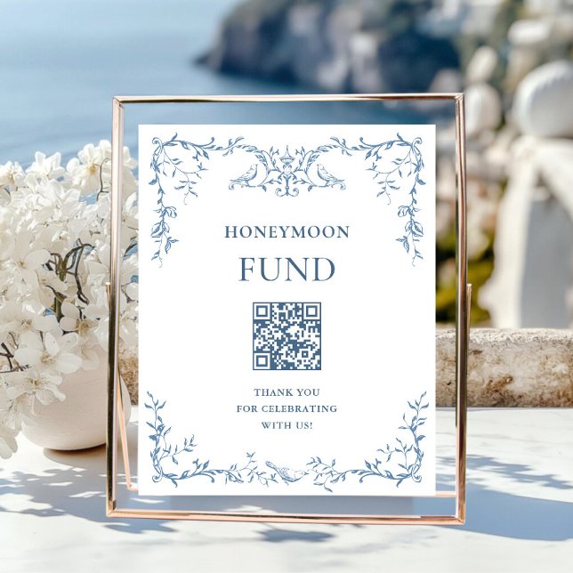 Victorian Ornate Dusty Blue Honeymoon Fund Poster (Skapare uppladdad)