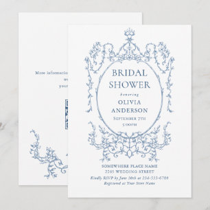 Victorian Ornate Dusty Blue Möhippa QR-kod Inbjudningar