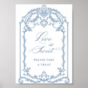 Victorian Ornate Grace Blommigt Blue Kärlek är Swe Poster