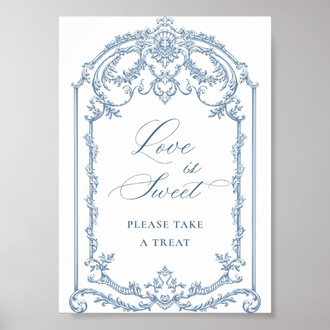 Victorian Ornate Grace Blommigt Blue Kärlek är Swe Poster (Framsidan)