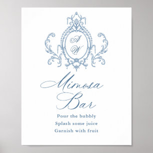 Victorian Ornate Grace Blommigt Blue Mimosa Pub Si Poster