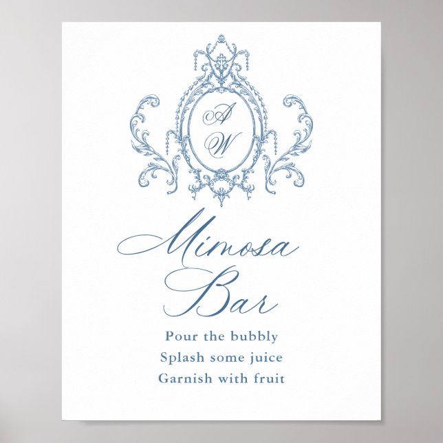 Victorian Ornate Grace Blommigt Blue Mimosa Pub Si Poster (Framsidan)