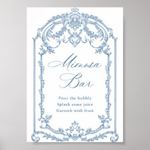 Victorian Ornate Grace Blommigt Blue Mimosa Pub Si Poster