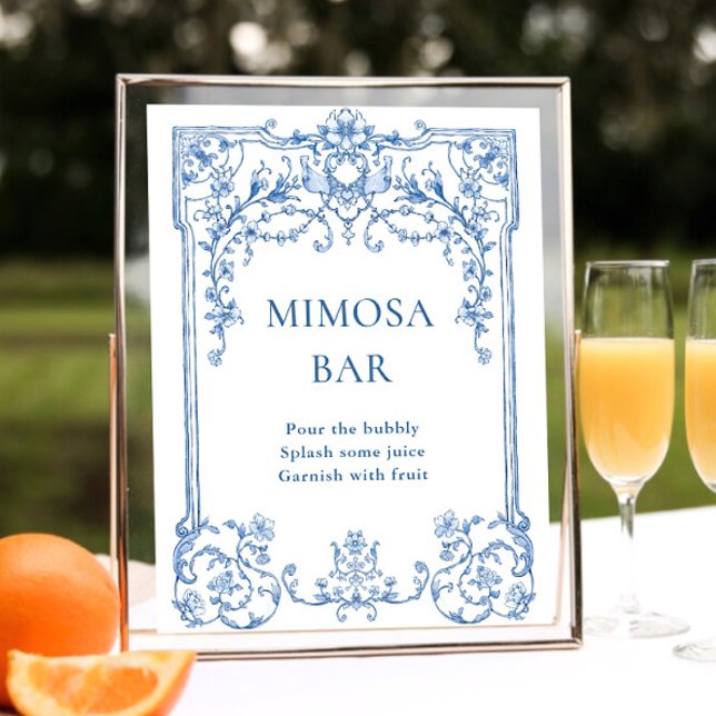 Victorian Ornate Grace Blommigt Blue Mimosa Pub Si Poster (Skapare uppladdad)
