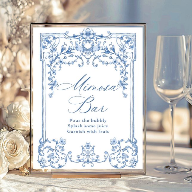 Victorian Ornate Grace Blommigt Blue Mimosa Pub Si Poster (Skapare uppladdad)