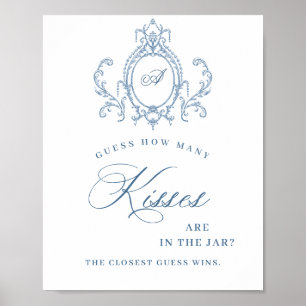 Victorian Ornate Grace Blommigt Blue Möhippa Poster