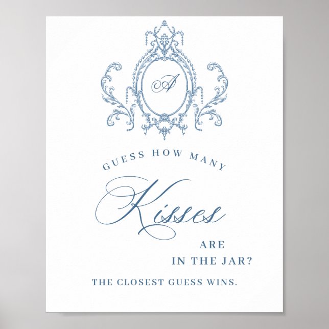 Victorian Ornate Grace Blommigt Blue Möhippa Poster (Framsidan)