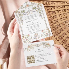 Victorian Ornate Grace Blommigt Bröllop QR-kod