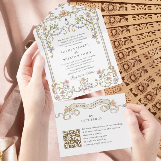 Victorian Ornate Grace Blommigt Bröllop QR-kod (Skapare uppladdad)