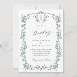 Victorian Ornate Grace Blommigt Bröllop QR-kod Inbjudningar