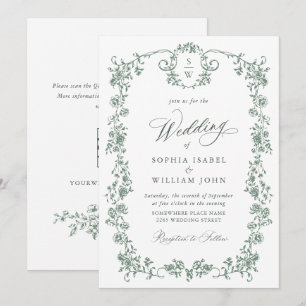Victorian Ornate Grace Blommigt Bröllop QR-kod Inbjudningar