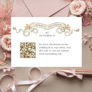 Victorian Ornate Grace Blommigt Bröllop QR-kod OSA Kort