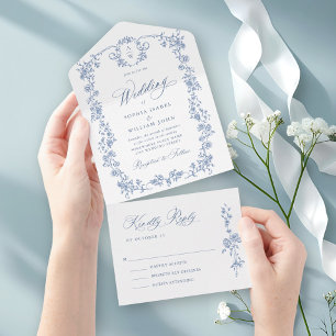 Victorian Ornate Grace Blommigt Dusty Blue Bröllop