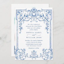 Victorian Ornate Grace Blommigt Dusty Blue Bröllop