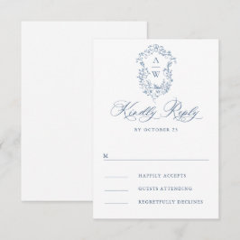 Victorian Ornate Grace Blommigt Dusty Blue Bröllop OSA Kort