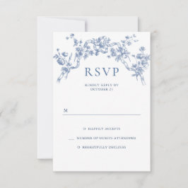 Victorian Ornate Grace Blommigt Dusty Blue Bröllop OSA Kort