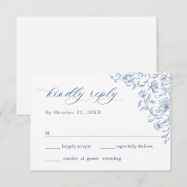 Victorian Ornate Grace Blommigt Dusty Blue Bröllop OSA Kort