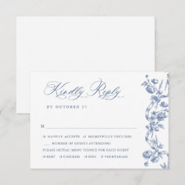 Victorian Ornate Grace Blommigt Dusty Blue Bröllop OSA Kort