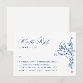 Victorian Ornate Grace Blommigt Dusty Blue Bröllop OSA Kort