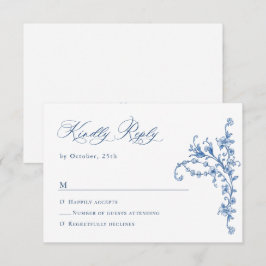 Victorian Ornate Grace Blommigt Dusty Blue Bröllop OSA Kort