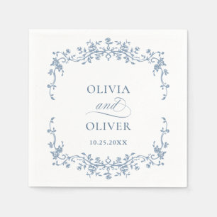 Victorian Ornate Grace Blommigt Dusty Blue Bröllop Pappersservett