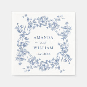 Victorian Ornate Grace Blommigt Dusty Blue Bröllop Pappersservett