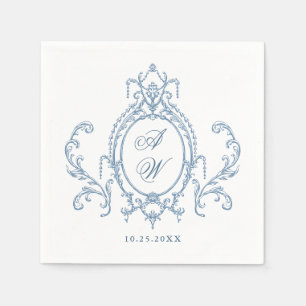 Victorian Ornate Grace Blommigt Dusty Blue Bröllop Pappersservett