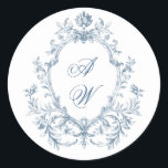 Victorian Ornate Grace Blommigt Dusty Blue Bröllop Runt Klistermärke<br><div class="desc">Om du vill göra ytterligare anpassningar klickar du på länken "anpassa ytterligare" och användor verktyg som är utformat för att ändra mallen. Kontakta mig om du behöver hjälp eller matchande artiklar.</div>