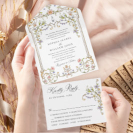 Victorian Ornate Grace Blommigt Ram Bröllop