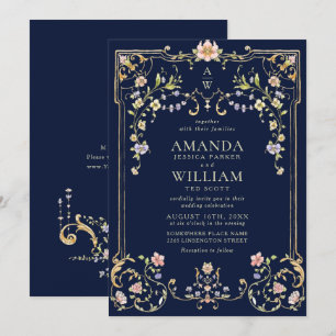 Victorian Ornate Grace Blommigt Ram Bröllop Inbjudningar