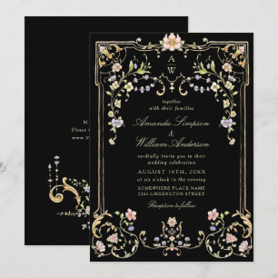 Victorian Ornate Grace Blommigt Ram Bröllop Inbjudningar