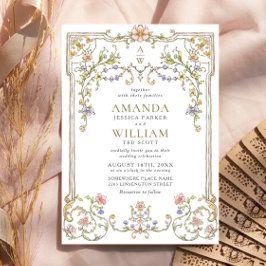 Victorian Ornate Grace Blommigt Ram Bröllop Inbjudningar