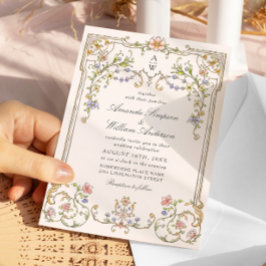 Victorian Ornate Grace Blommigt Ram Bröllop Inbjudningar
