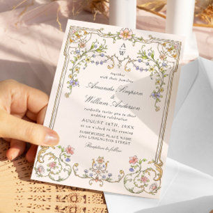Victorian Ornate Grace Blommigt Ram Bröllop Inbjudningar