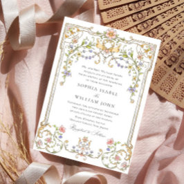 Victorian Ornate Grace Blommigt Ram Bröllop Inbjudningar
