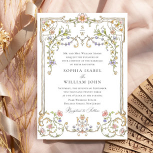 Victorian Ornate Grace Blommigt Ram Bröllop Inbjudningar