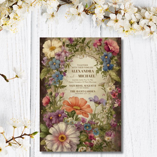 Victorian Ornate Grace Blommigt Ram Bröllop Inbjudningar (Skapare uppladdad)
