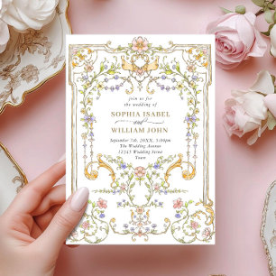 Victorian Ornate Grace Blommigt Ram Bröllop Inbjudningar