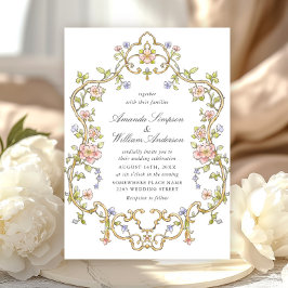 Victorian Ornate Grace Blommigt Ram Bröllop Inbjudningar