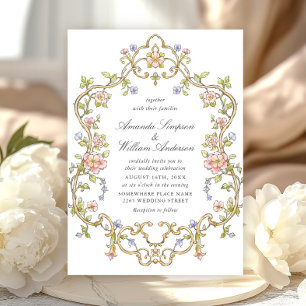 Victorian Ornate Grace Blommigt Ram Bröllop Inbjudningar