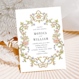 Victorian Ornate Grace Blommigt Ram Bröllop Inbjudningar