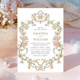 Victorian Ornate Grace Blommigt Ram Bröllop Inbjudningar