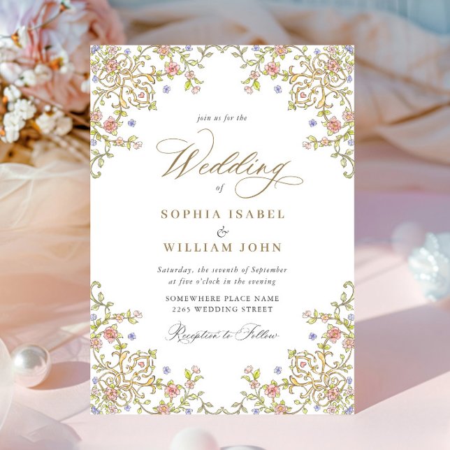 Victorian Ornate Grace Blommigt Ram Bröllop Inbjudningar (Skapare uppladdad)