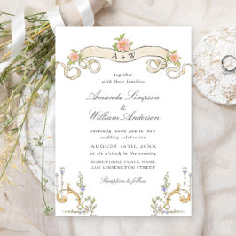 Victorian Ornate Grace Blommigt Ram Bröllop Inbjudningar