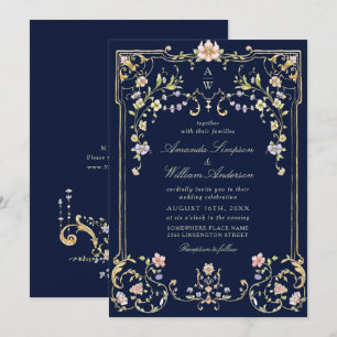 Victorian Ornate Grace Blommigt Ram Bröllop Inbjudningar