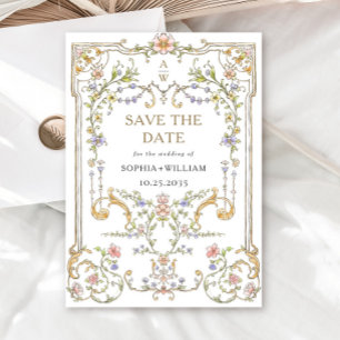 Victorian Ornate Grace Blommigt Ram Bröllop Spara Datumet