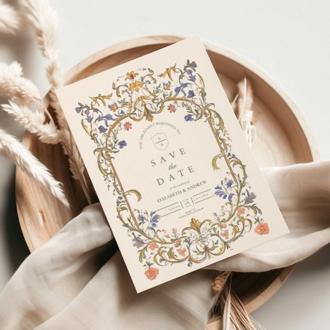 Victorian Ornate Grace Blommigt Ram Bröllop Spara Datumet (Skapare uppladdad)