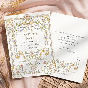 Victorian Ornate Grace Blommigt Ram Bröllop Spara Datumet